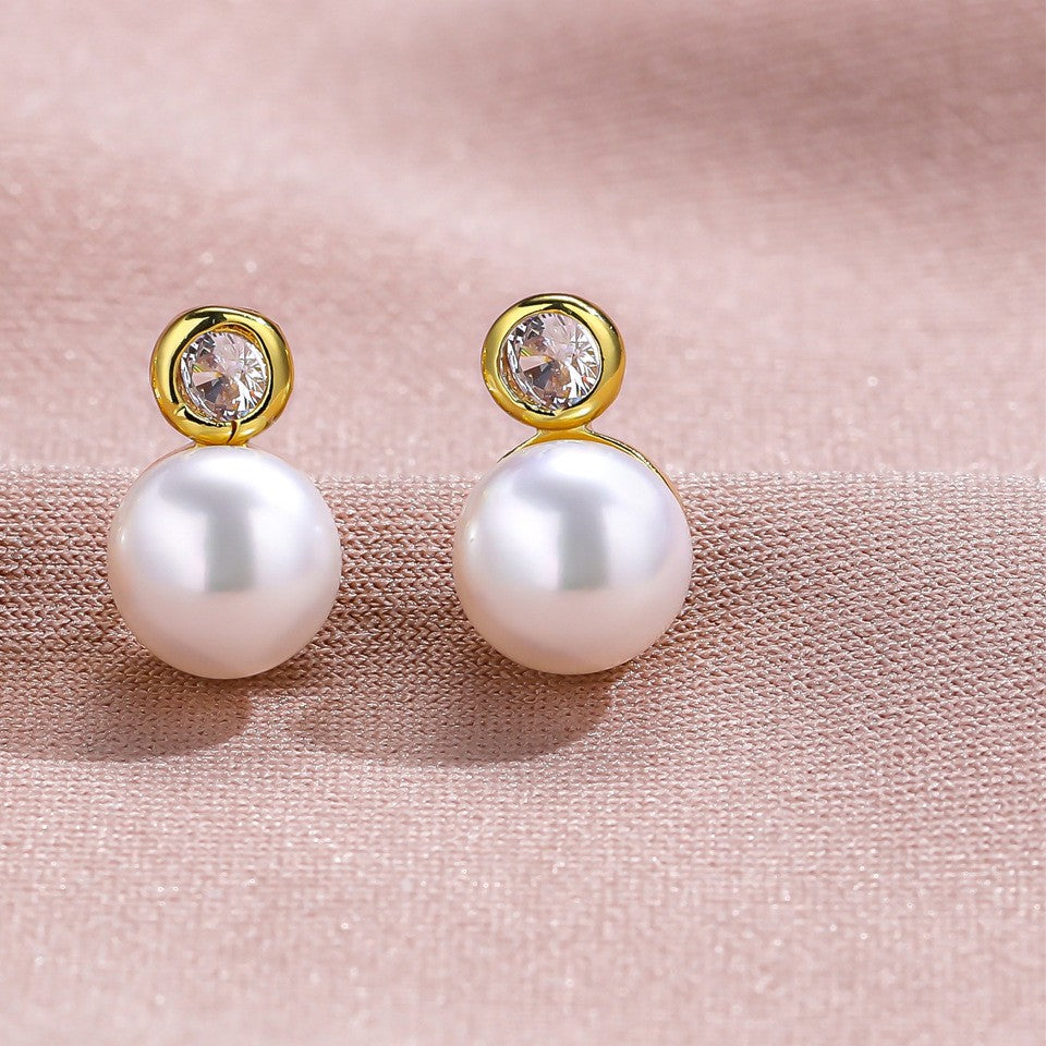 Women's Pearl Ear High-grade Square Simple Temperament Stud Earrings