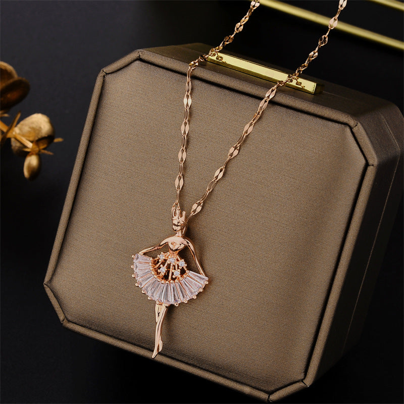 Steel Female Clavicle Chain Swan Clover Necklaces