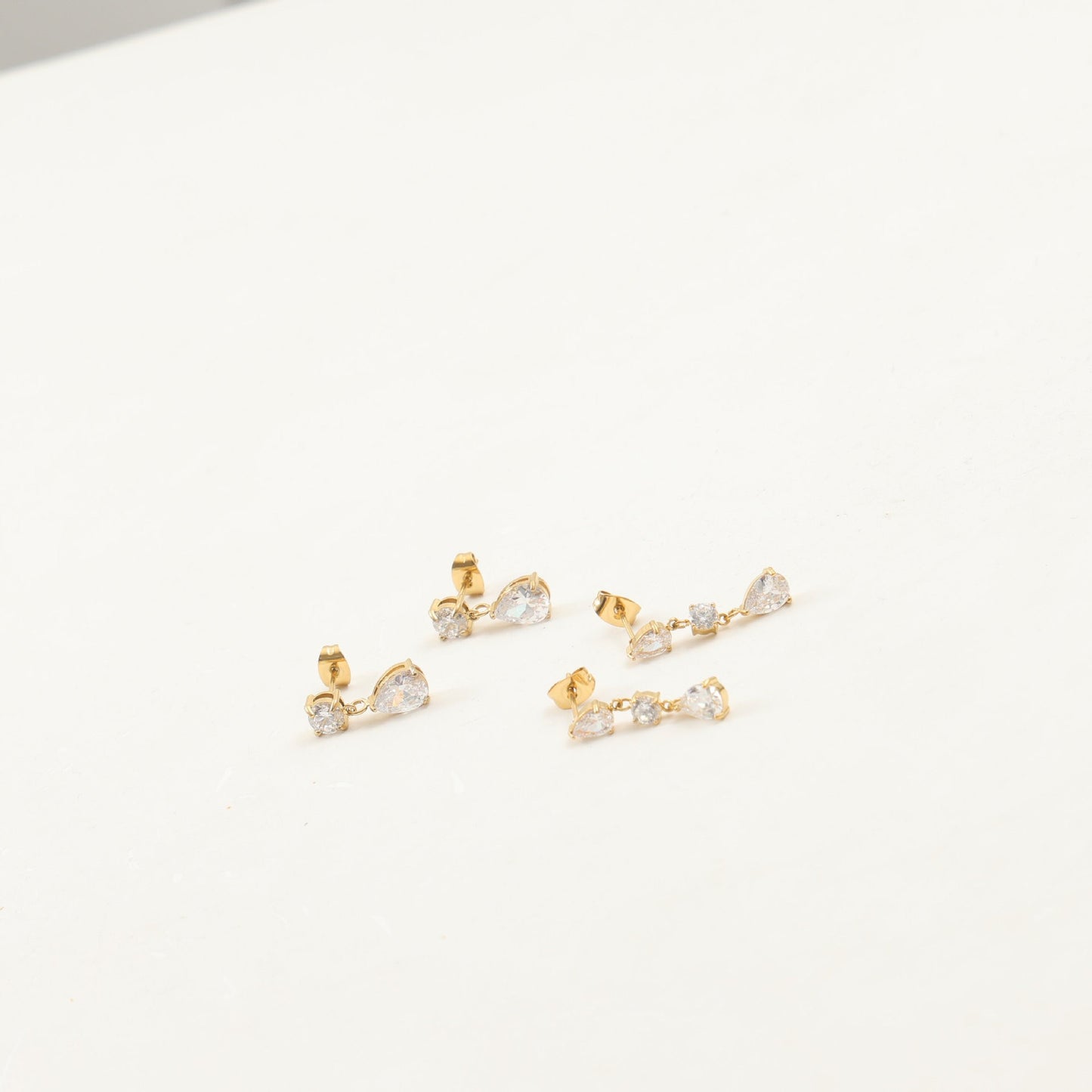 Water Drop Zircon Patch Titanium Steel Earrings