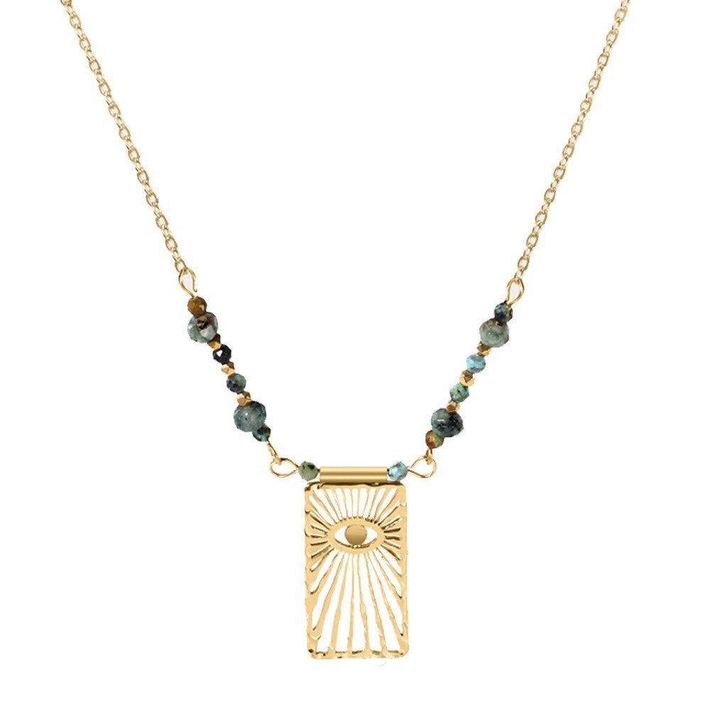 Women's Natural Stone Retro Style Gold-plated African Turquoise Necklaces