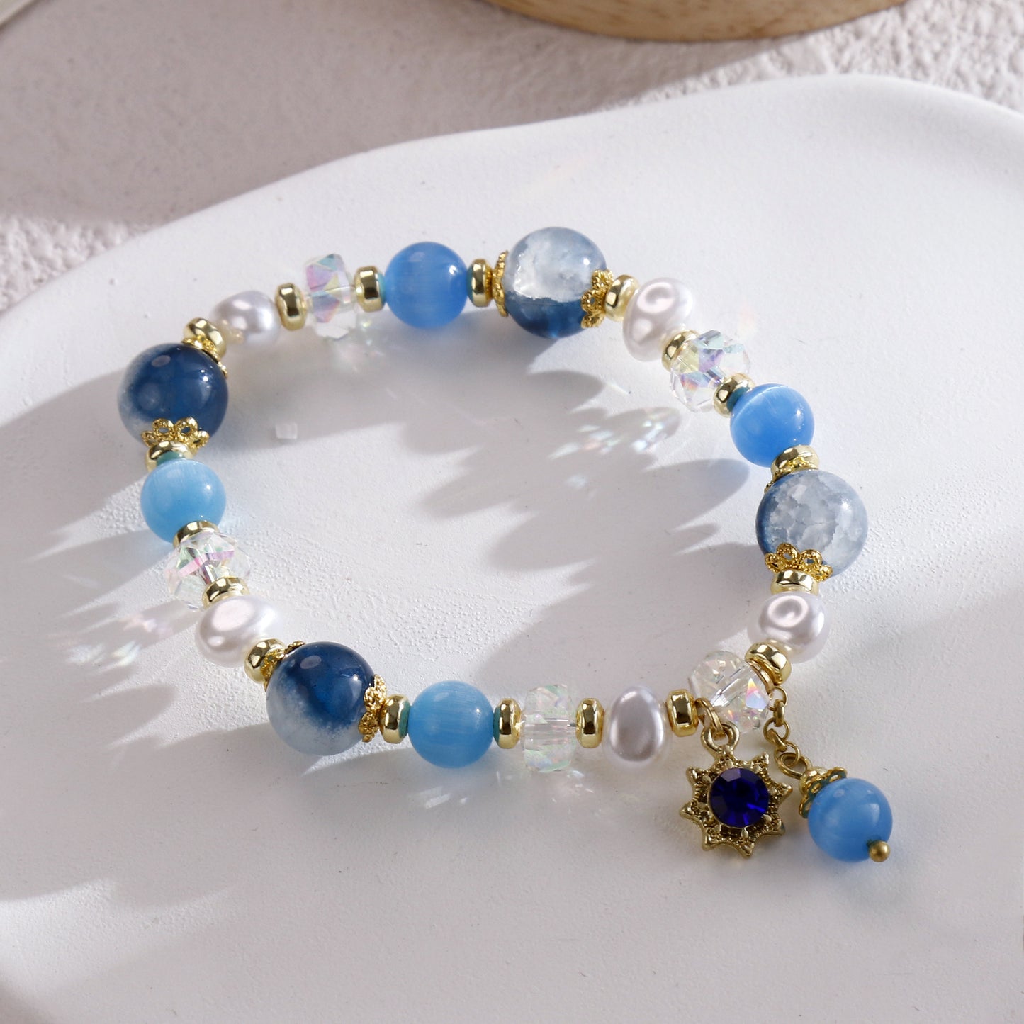 Clothing Glass Floral Beads Fresh Pastoral Tourist Attractions Elastic Bracelets