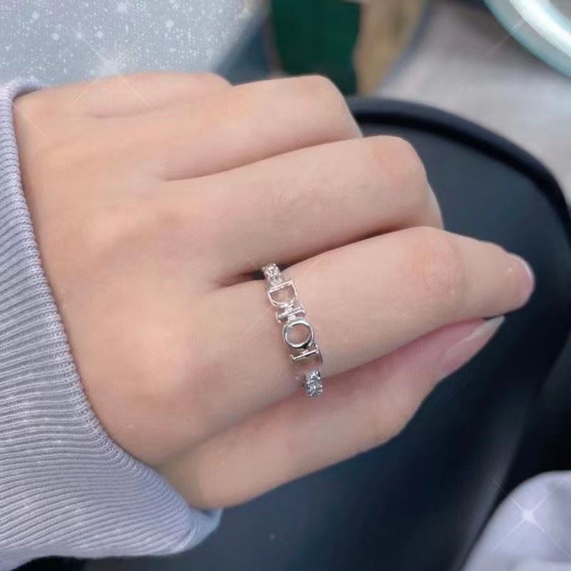 Retro Full Diamond Letters Fashion Trend Hollow Out Female Rings