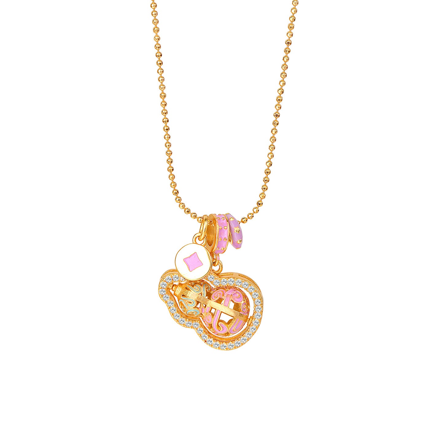 Women's Sier Enamel Smart Gourd Exquisite Rotatable Necklaces