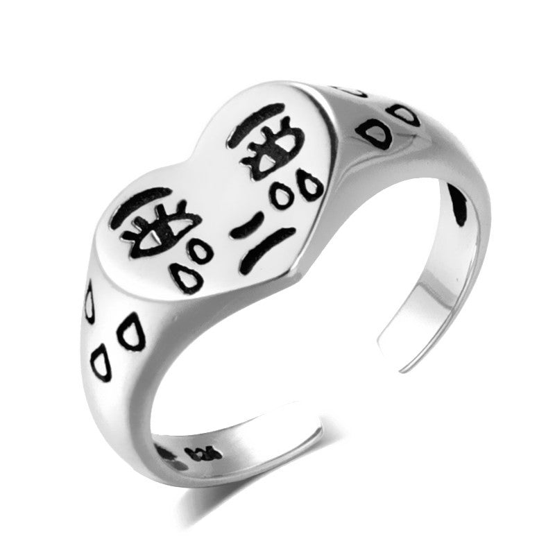 Female Open Korean Style Design Artistic Tears Expression Rings