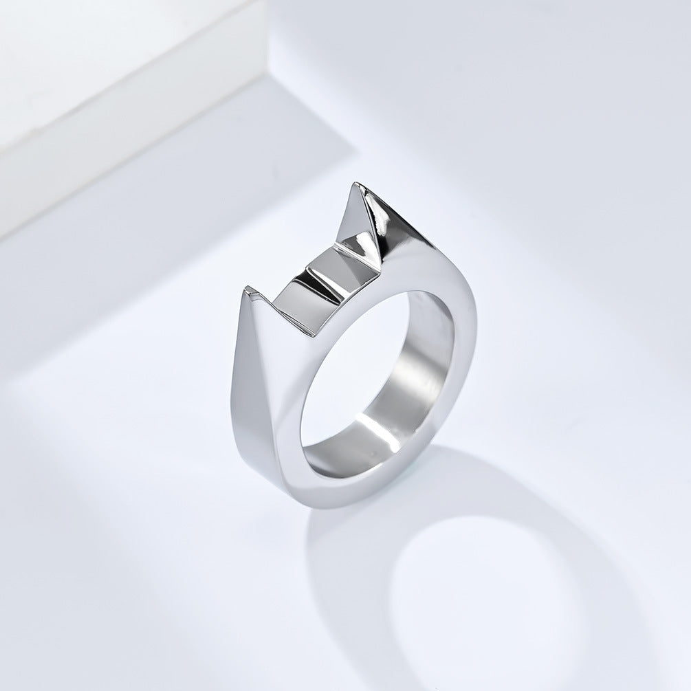Men's Spiked Cat Ear Self-defense Broken Window Titanium Rings