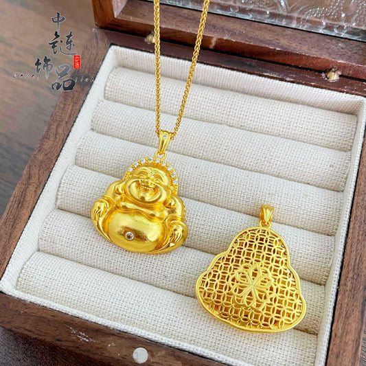 Alluvial Gold Maitreya Buddha Big Belly Pendants