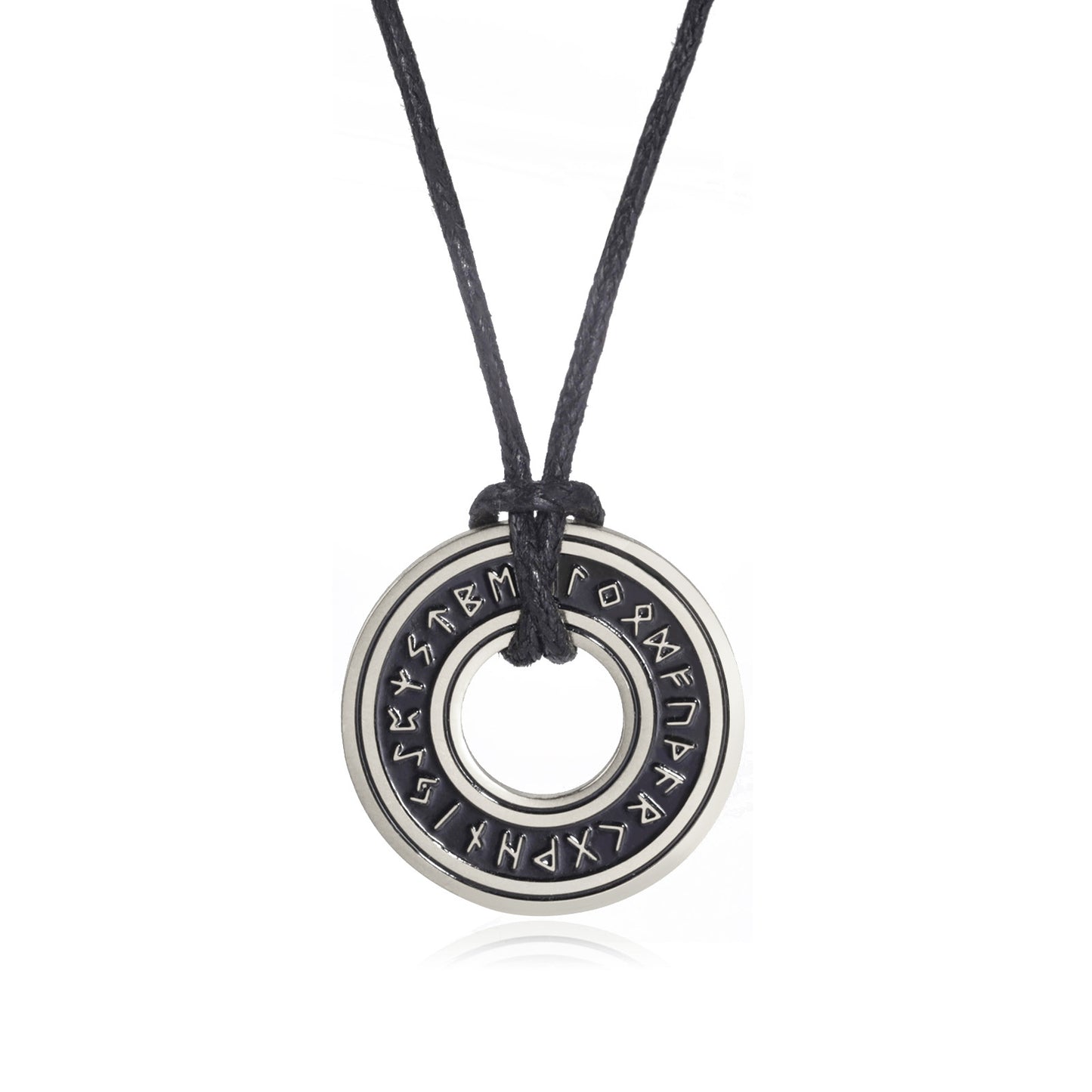 Retro Titanium Steel Cut Blackened Stainless Runic Letter Hollow Leather Necklaces