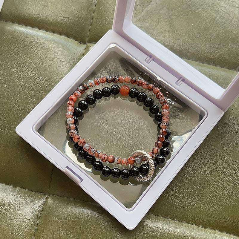 Women's Style Zen Beaded Double Layered Ink Painting Bracelets