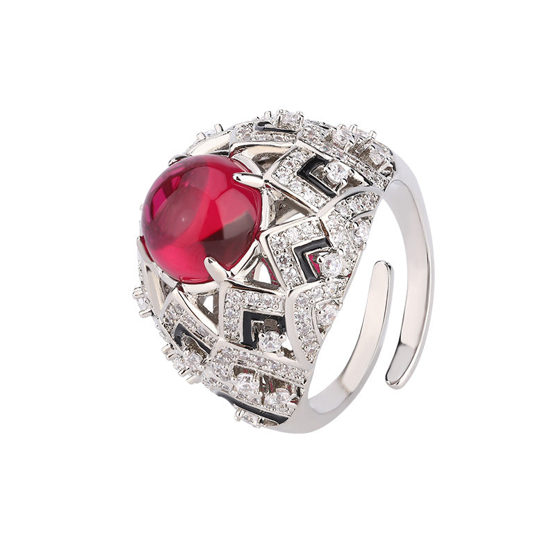 Women's Luxury Elegant Imitation Royal Blue Red Barklyite Rings