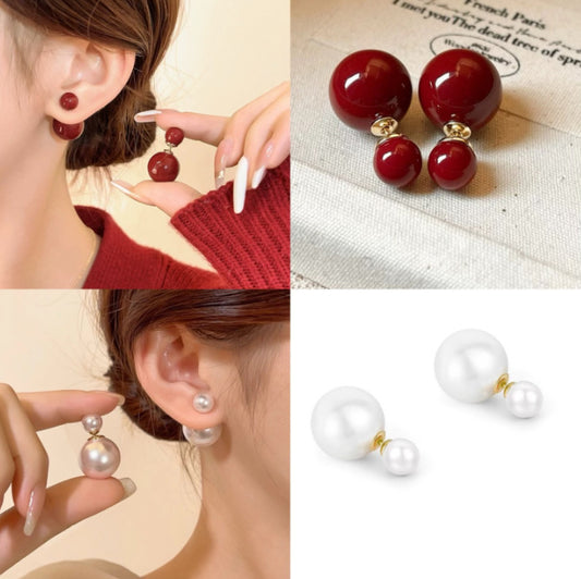 Pearl Red Two-way Light Luxury Sense Niche Unique Rings