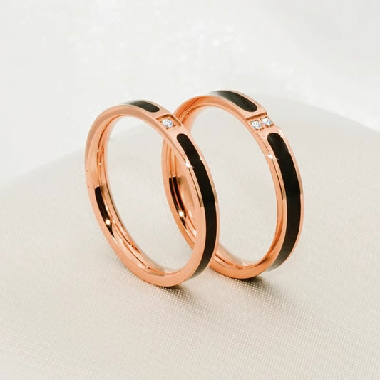 Women's & Men's Diamond Titanium Steel Fashion Simple Rose Rings