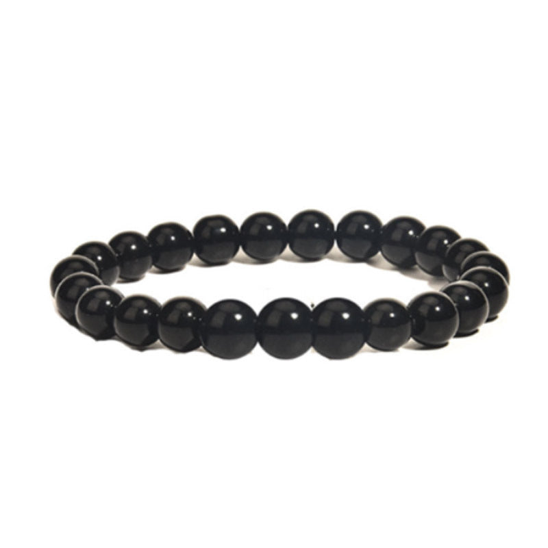 Men's Imitation Obsidian Black Agate Woven Bead Bracelets