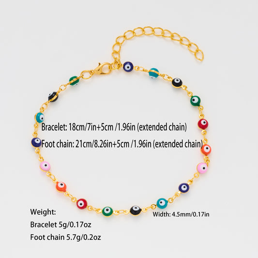 Eye Color Copper Anklet Fashion Round Drop Bracelets