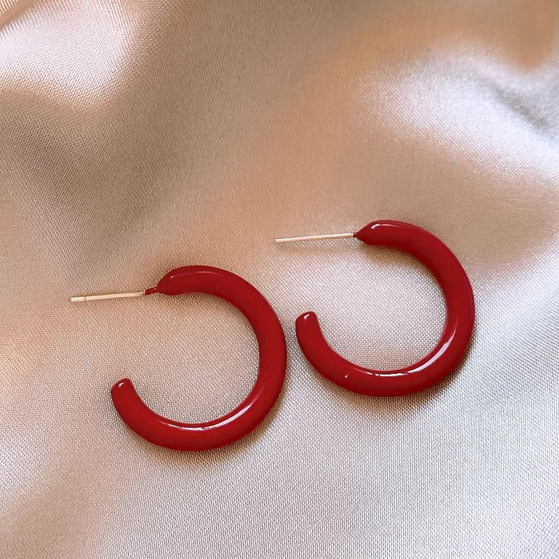 Women's Sier Needle Red Retro Affordable Luxury High-grade Earrings