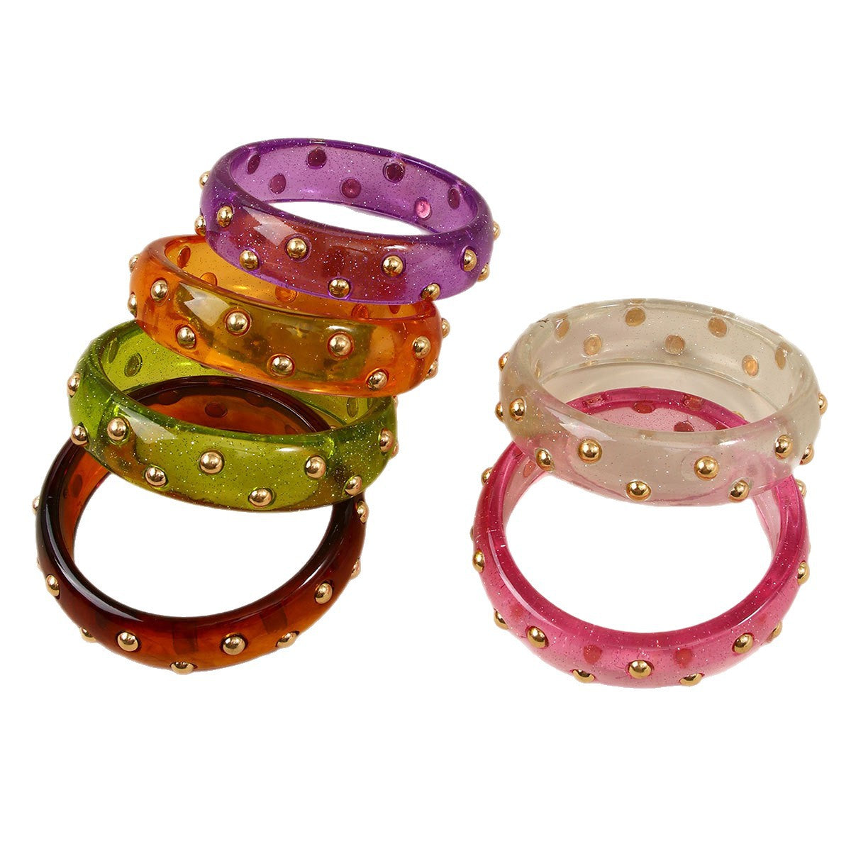 Fashion Personalized Transparent Sier Pink Diamond Gold Bean Color Resin Bracelet