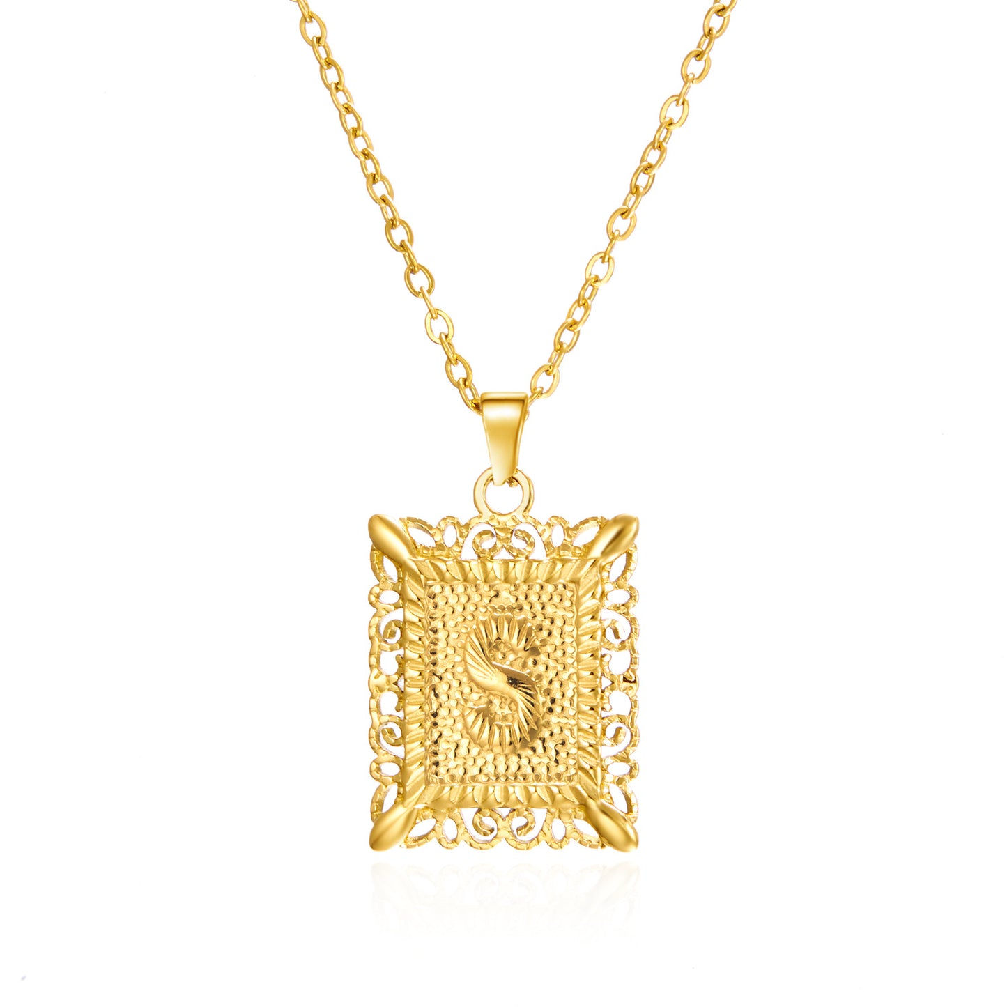 Stainless Steel Letter Hollow Square Titanium Necklaces