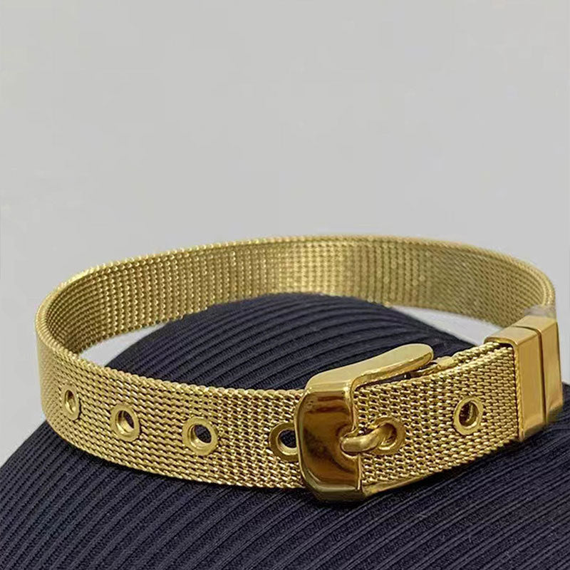 Men's Female Simple No Color Fading Mesh Strap Light Luxury High Bracelet