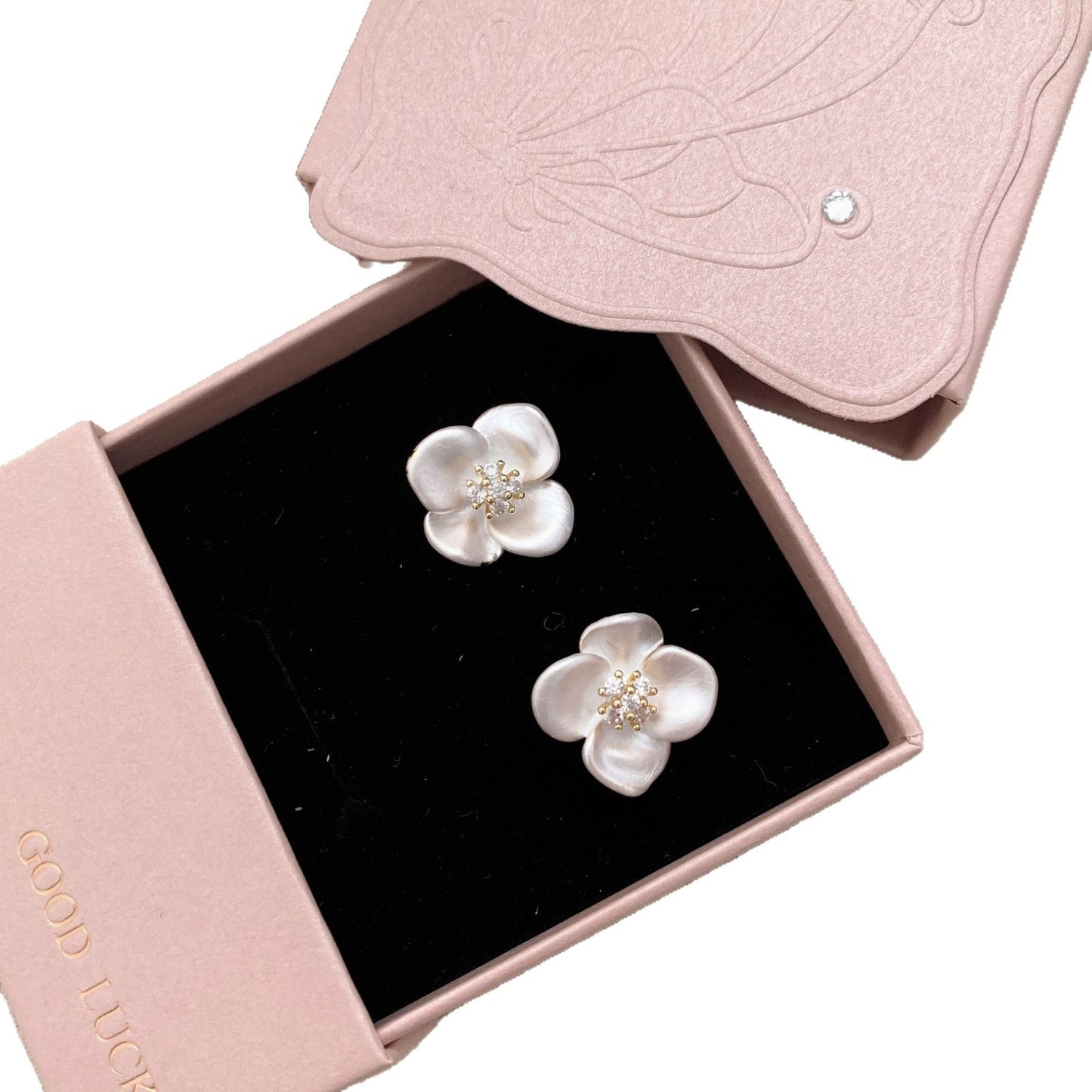 Women's Sier Needle Fresh Flower Simple Stud Earrings