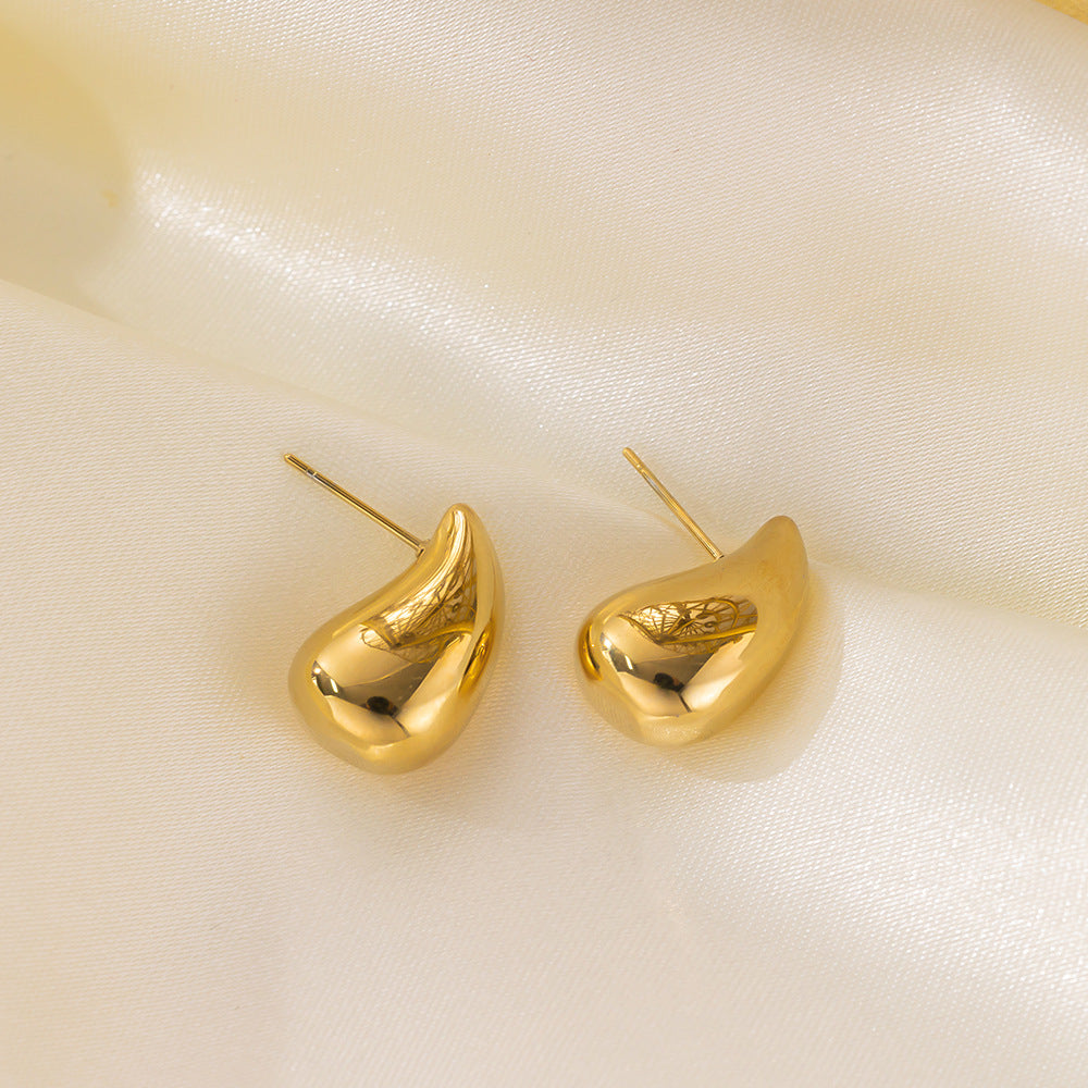 Wen Metal Cold Style Ear Water Drop-shaped Earrings