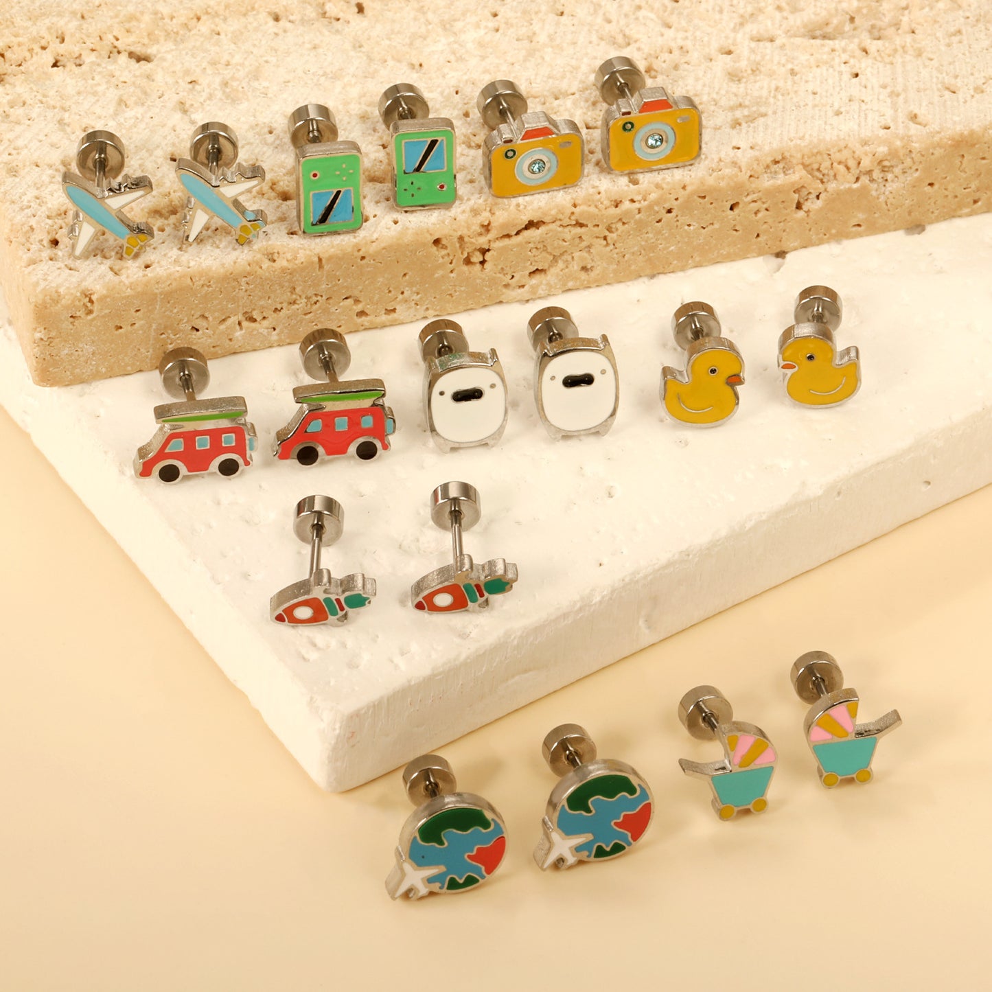 Colorful Yellow Duck Creative Personality Electroplated Earrings