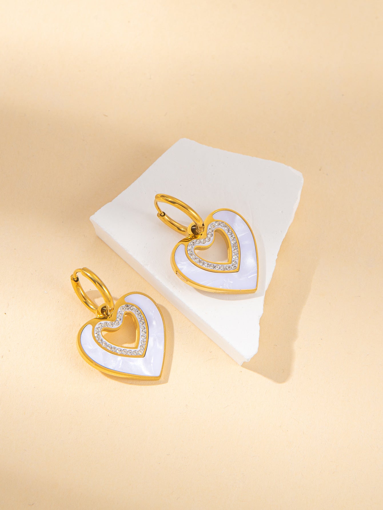 Women's Female With Hearts Zircon Light Luxury Design Earrings