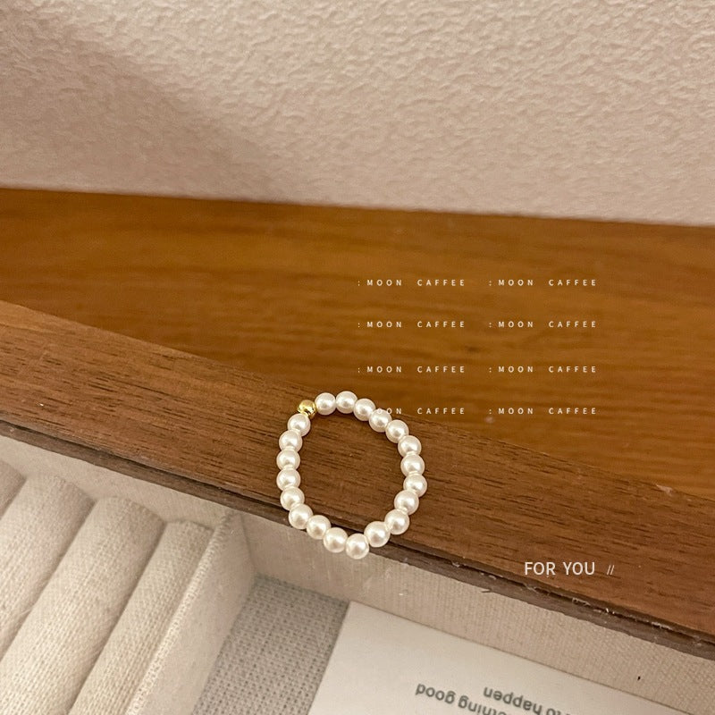 Light Luxury Stringed Pearls Elastic String Rings