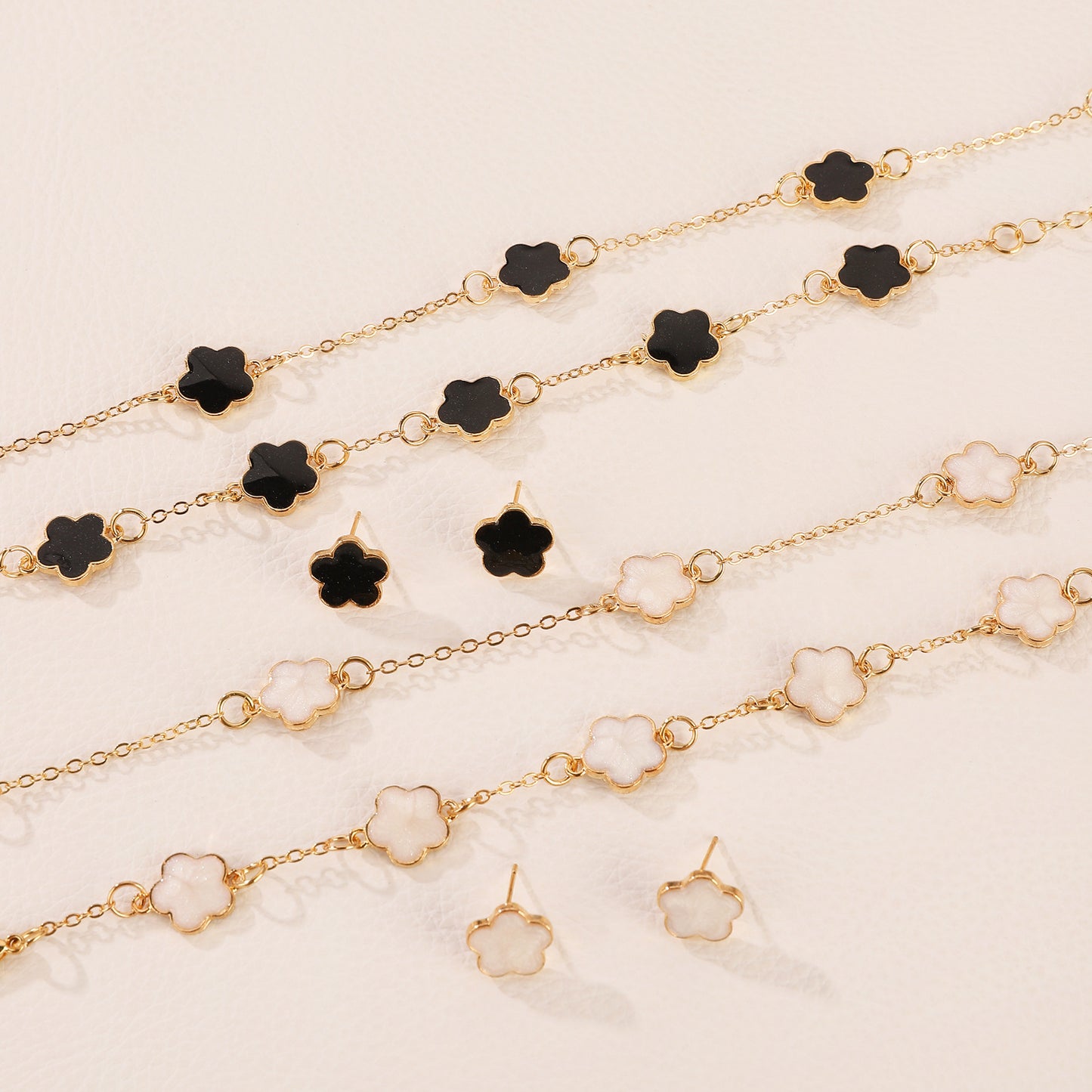 Women's Korean Style Parthenocissus Grass Simple Petal Five-leaf Jewelry Set