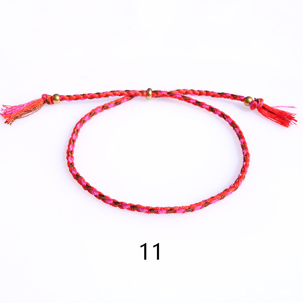 Women's & Men's Colorful Cotton String Friendship Copper Bead Bracelets