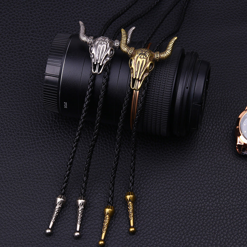 Men's Long Leather Cow Head Fashion Vintage Necklaces