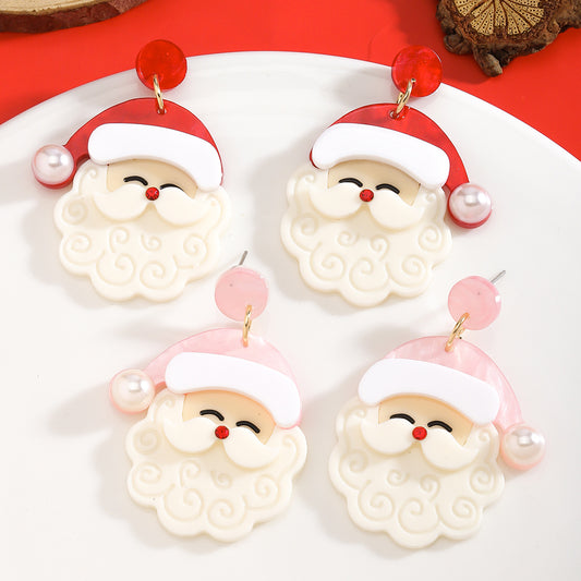 Bead Design Polished Resin Classic Santa Earrings