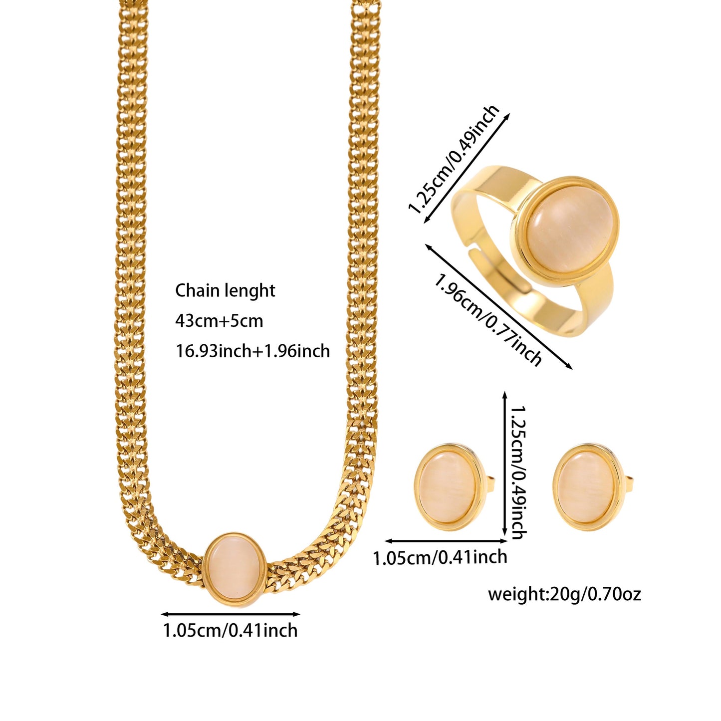 Women's French Stainless Steel Suite Light Luxury High-grade Jewelry Set