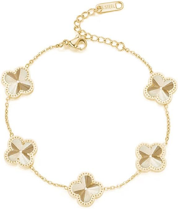 Women's Gold-plated Lucky Four-leaf Clover Fashion Flat Hand-made Bracelets