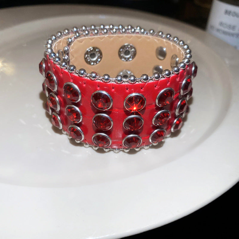 Women's Deep Coffee Leopard Retro Exaggerated High Bracelet