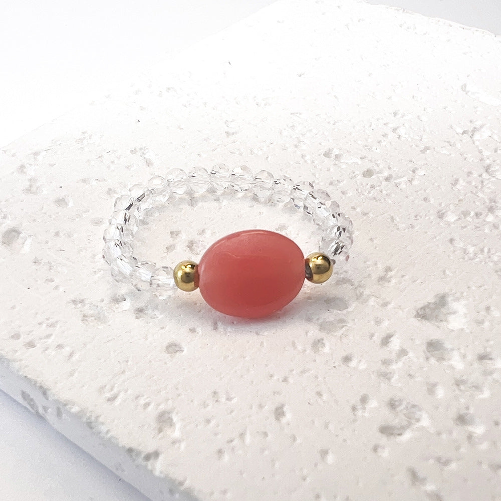 Cute Colored Glaze Luminous Glow Beaded Rings