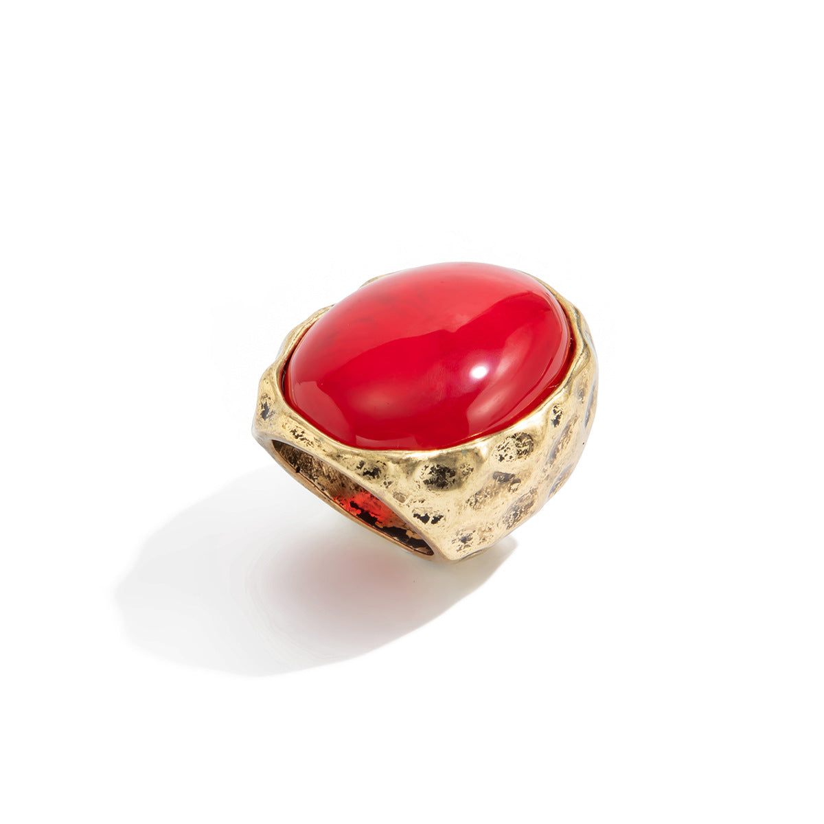 Style Resin Gemstone Niche Retro Geometric Ring