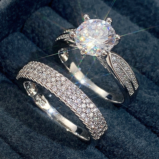 Women's & Men's Retro Couple Luxury Wedding Combined Simple Rings