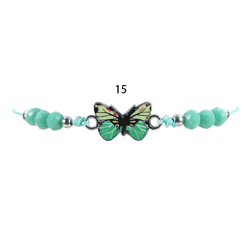 Crystal String Beads Butterfly Summer Woven Bracelets