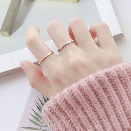 Frosted Female Couple Rose Gold Pressed Sand Little Rings