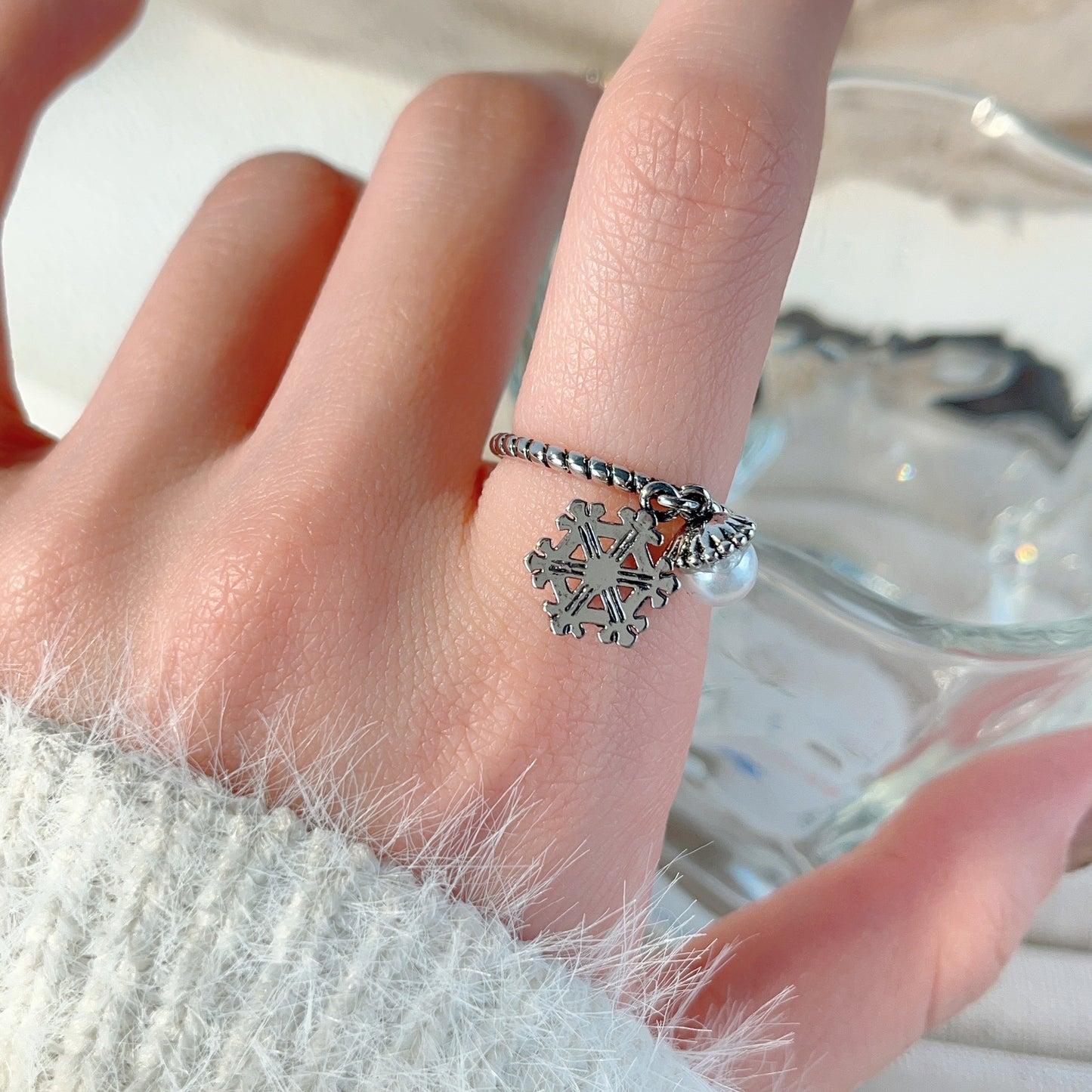 Women's Retro Style Cross With Skull Stitching Open Love Ring
