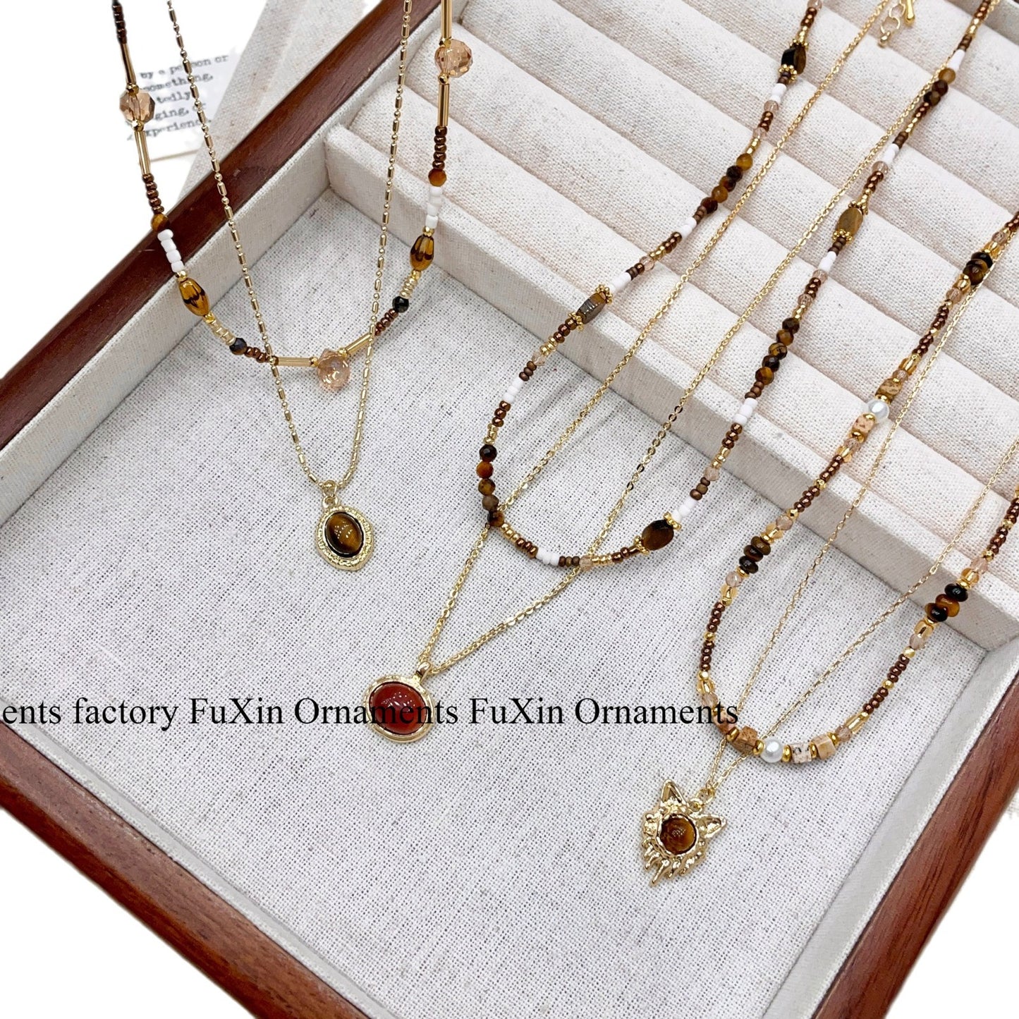 Women's Beaded Twin Design For Light Luxury Minority Tigereye Necklaces
