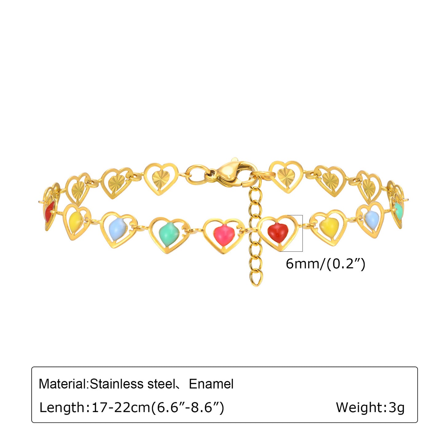 Women's Stainless Steel Drop White Oil Heart-shaped Flower Cherry Color Bracelet