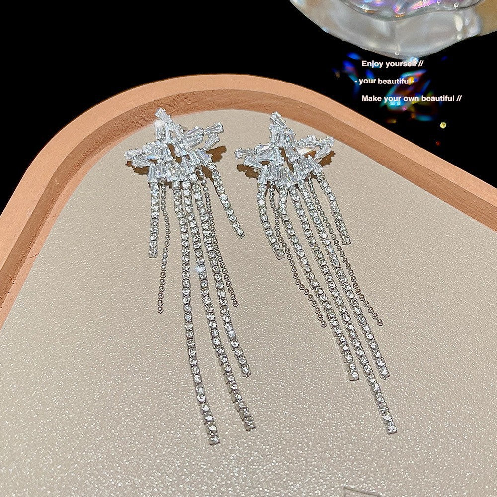 Needle Elegant Tassel Advanced Simple Thin Earrings