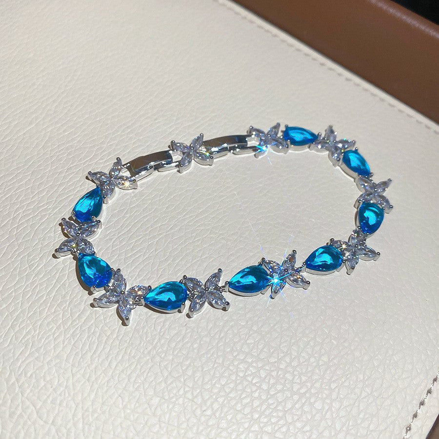 Irregular Square Flower Heart Water Drops Light Luxury High Bracelet