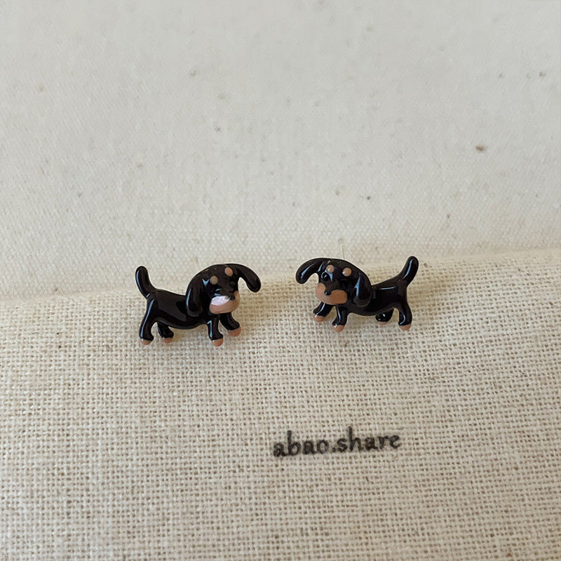Cartoon Sausage Dog Ear Collection Female Cute Funny Exquisite Rings