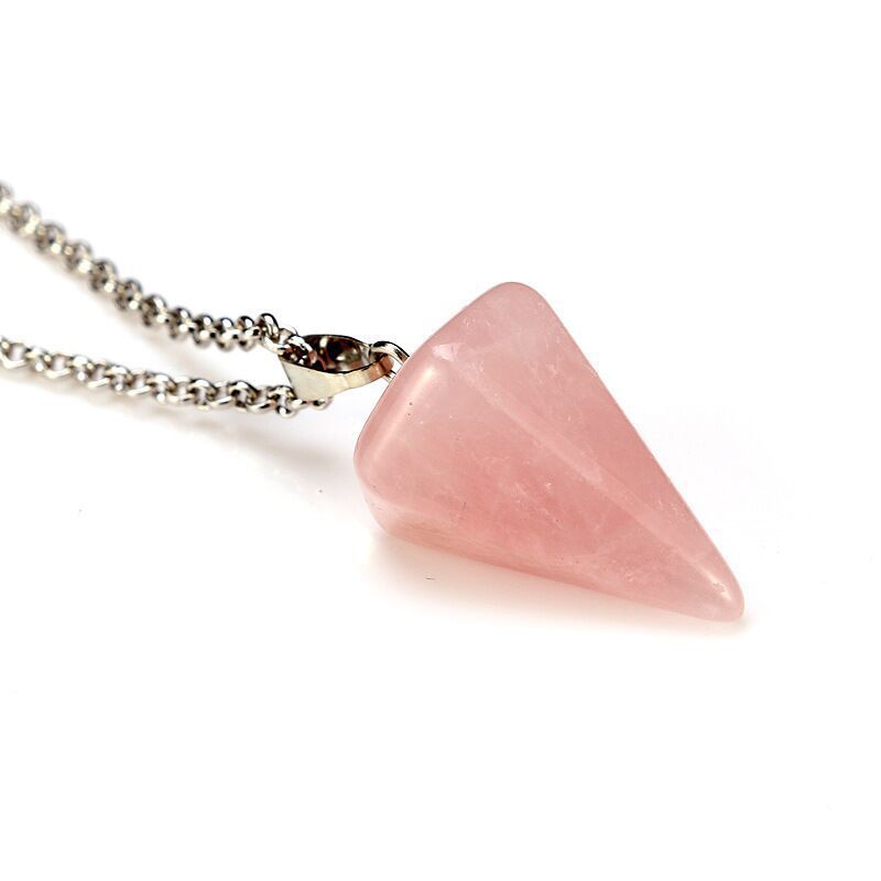 Women's Natural Stone Hexagon Prism Pink Crystal Pendants