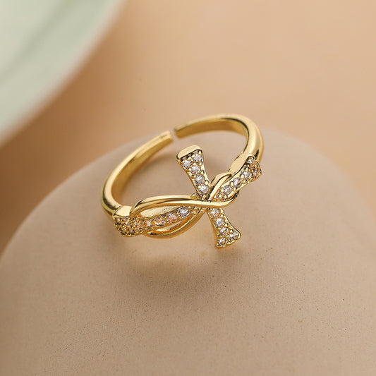 Fashion Simple Copper Gold Plated Zircon Rings