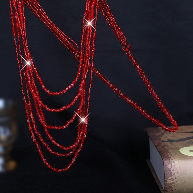 Crystal Beads Long Ornaments Costume Accessories Necklaces