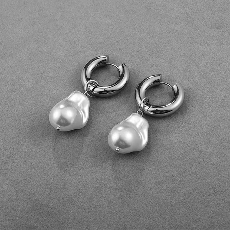 Imitation Pearl Beaded Female Asymmetric Love Earrings