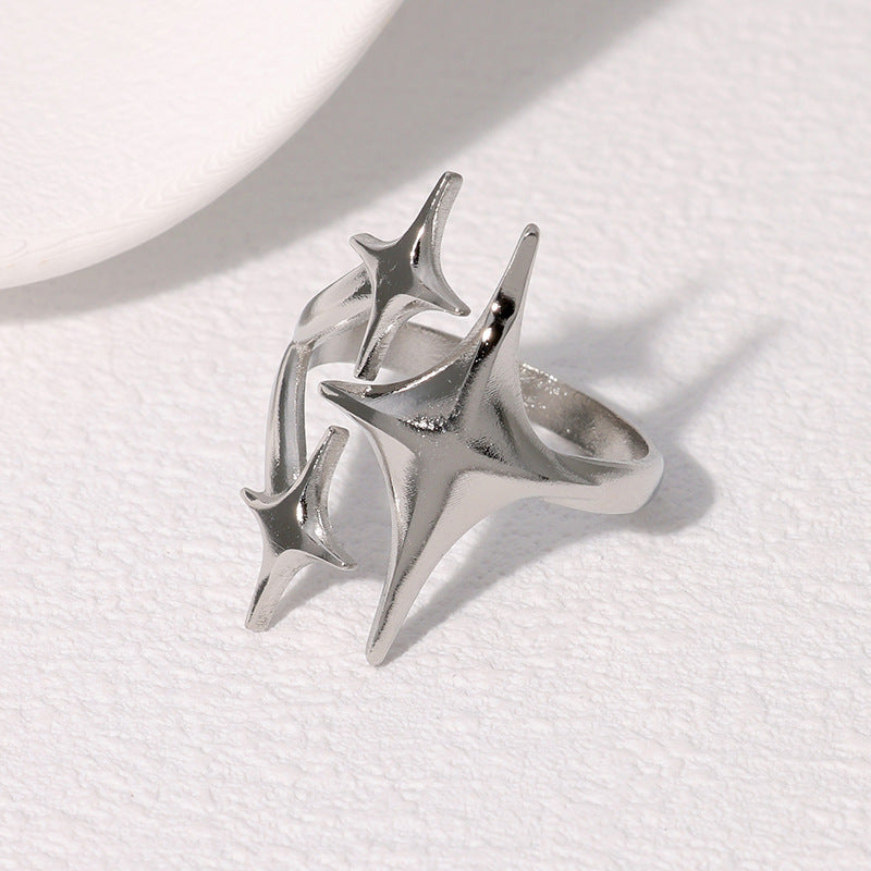 Stainless Steel Opening Adjustable Gold-plated Niche High-grade Rings