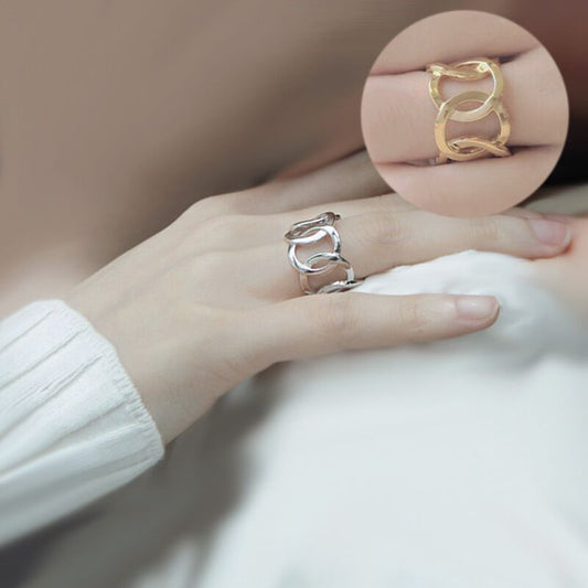 Hollow Chain Simple Opening Design Creative Wide Rings